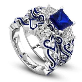 Love Hearts Sapphire Ring - 925 Sterling Silver