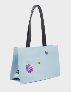 Marko Small Sterling Blue Tote Bag - Bee and Flower Embroidery