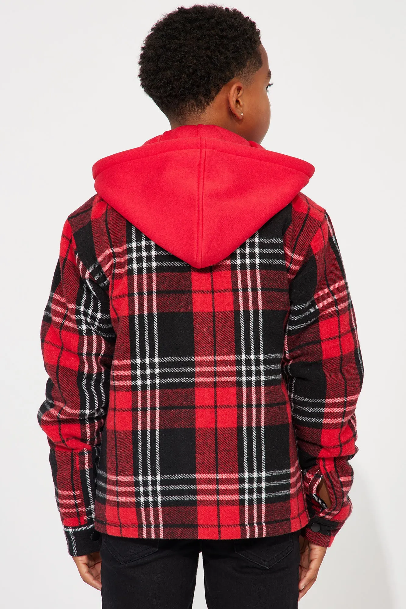 Mini Quilted Flannel Shacket - Red