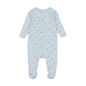 Mon Tresor Baby Pointelle Posies Footie Pearl Blue