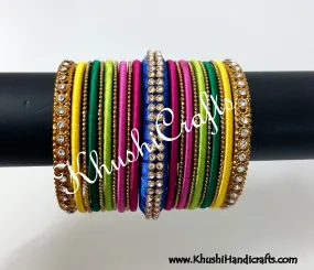 Multicolored Designer Silk Bangle Set