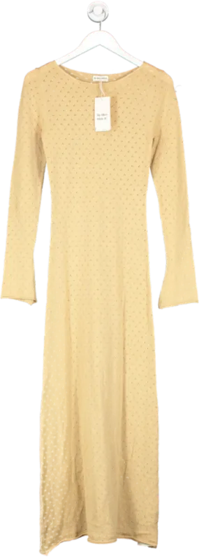 My Mum Made It Nude Pointelle Soft Knit Cotton Maxi Dress UK XS