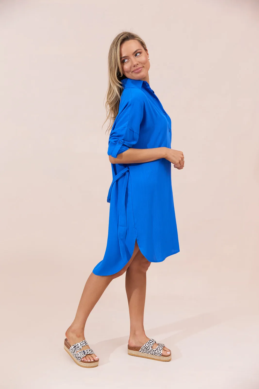 MYKONOS SHIRT DRESS - COBALT BLUE - Seconds