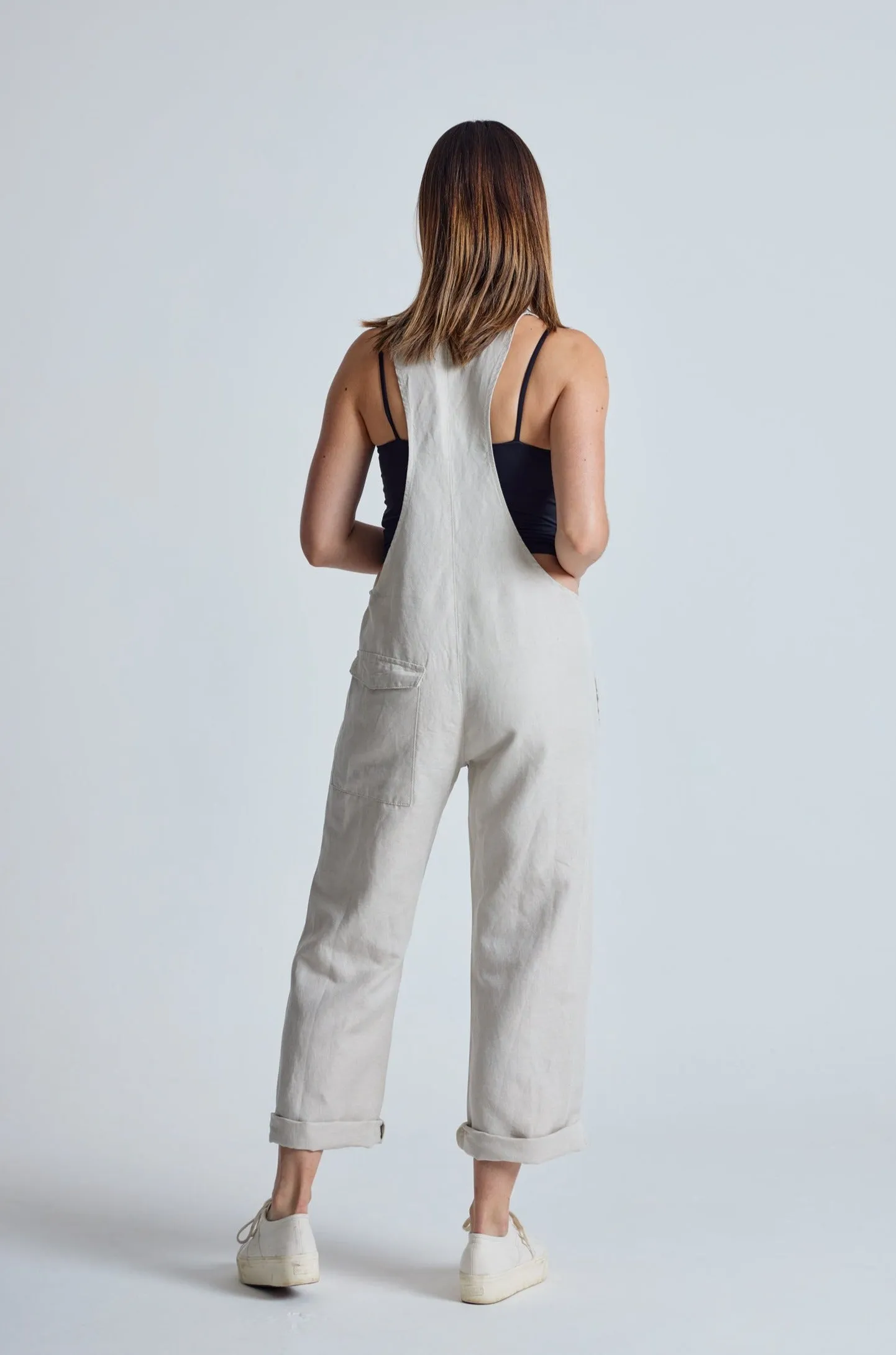 Natural Mary-Lou Pocket Dungaree - GOTS Certified Organic Cotton and Linen