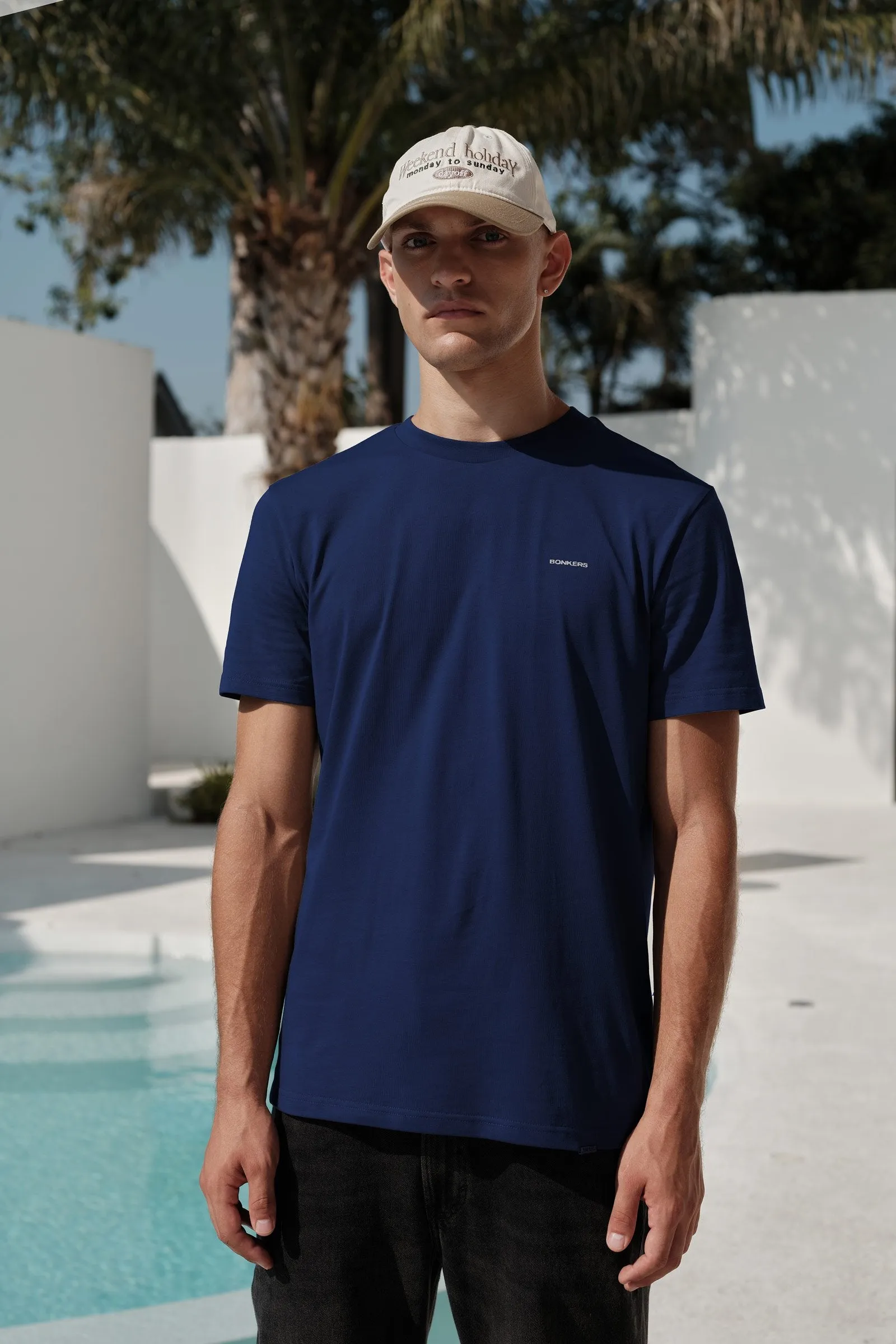 Navy Blue 100% Supima Cotton Relaxed Fit T-shirt