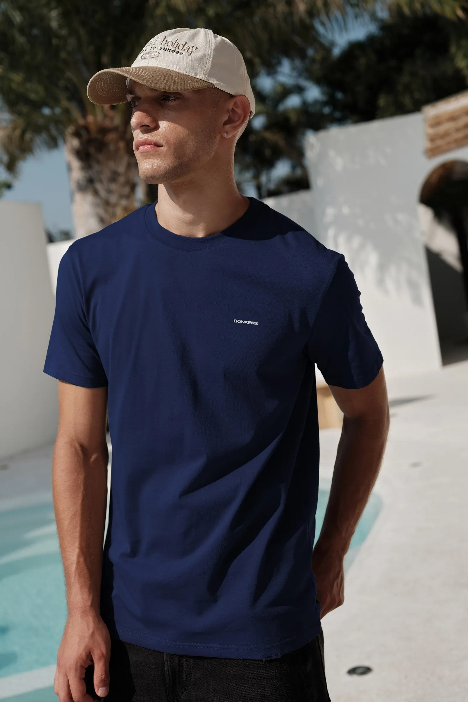 Navy Blue 100% Supima Cotton Relaxed Fit T-shirt