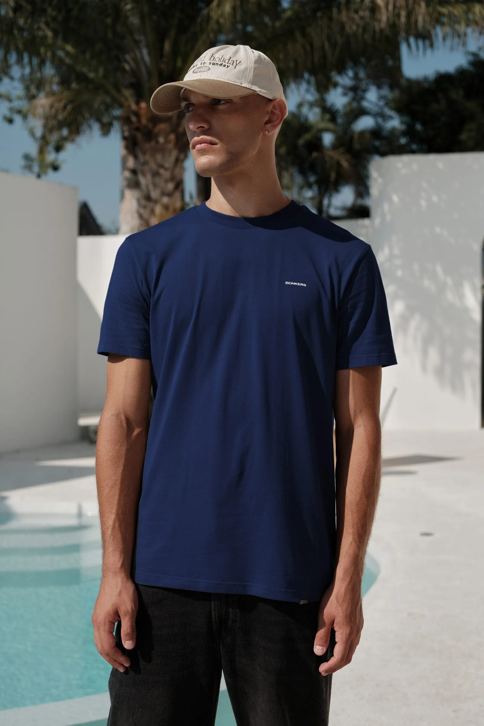 Navy Blue 100% Supima Cotton Relaxed Fit T-shirt