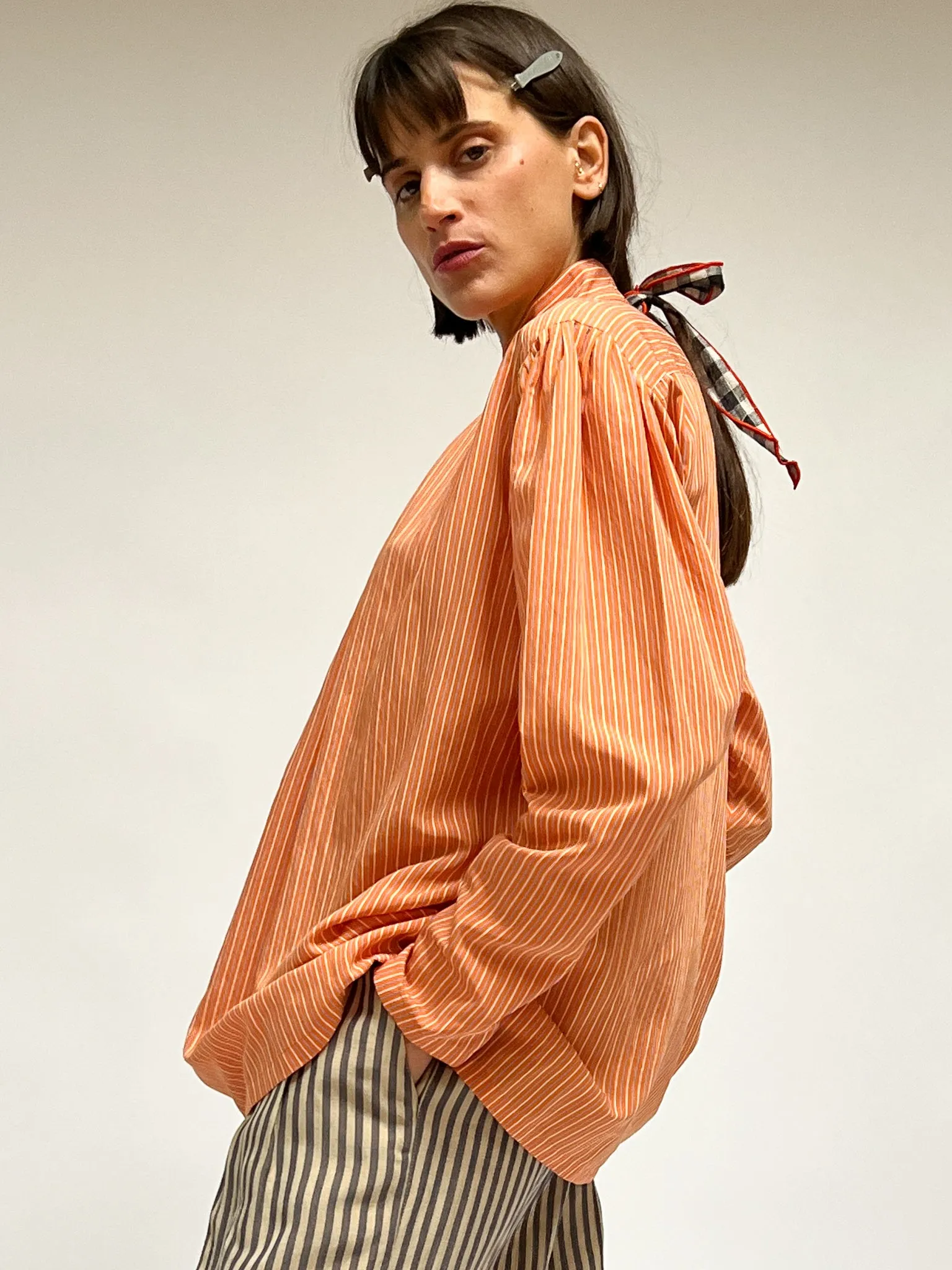 Orange Stripe Alberta Ferretti Blouse (M)