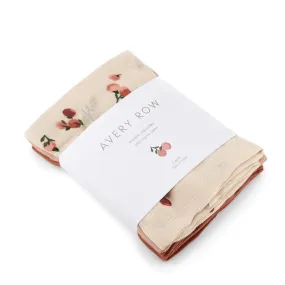 Organic Baby Muslin Squares Set of 3 - Peaches - Organic Cotton - Avery Row