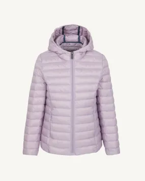 Pale purple Carla kid's lightweight hooded puffer jacket