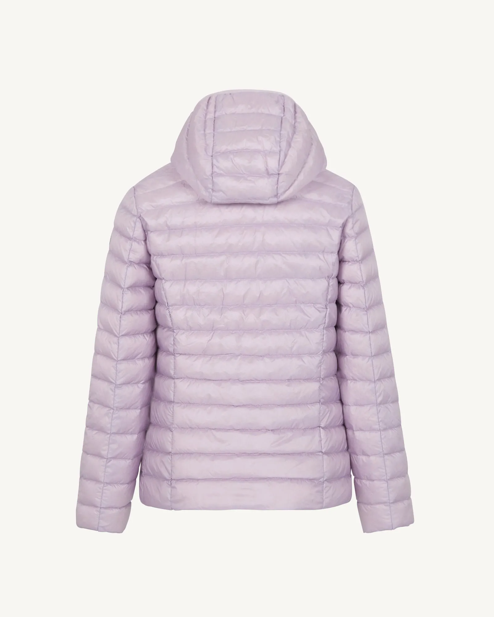 Pale purple Carla kid's lightweight hooded puffer jacket