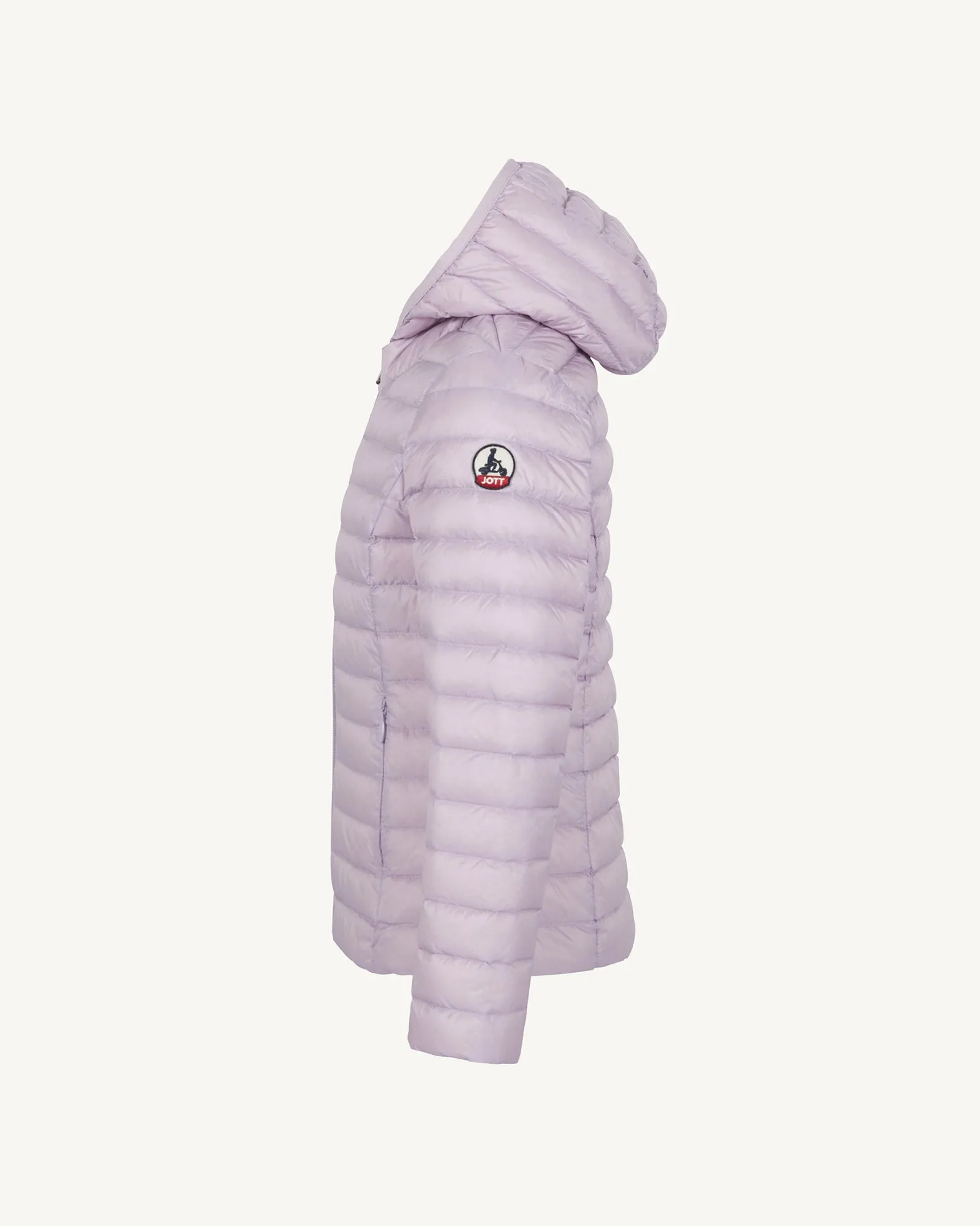 Pale purple Carla kid's lightweight hooded puffer jacket