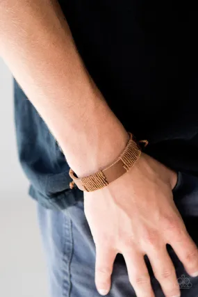 Paparazzi Accessories  - On The Sidelines  #M18 Peg - Brown Bracelet