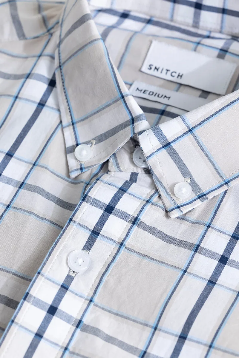 Parallel Grid White Checks Shirt