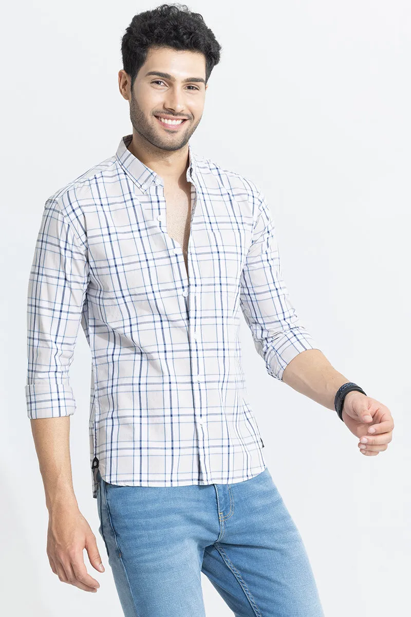 Parallel Grid White Checks Shirt