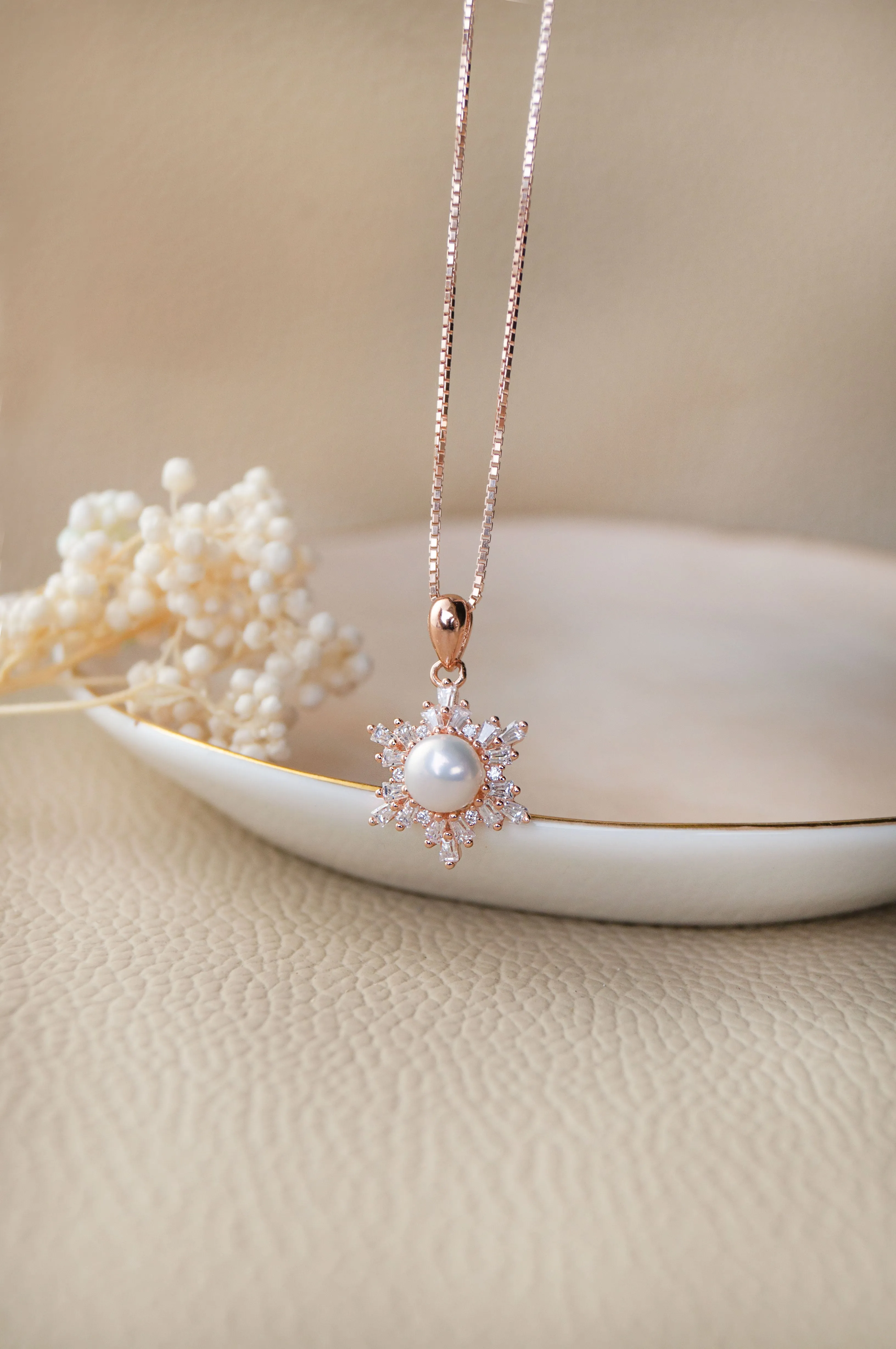 Pearl Celebration Rose Gold Plated Sterling Silver Pendant Set