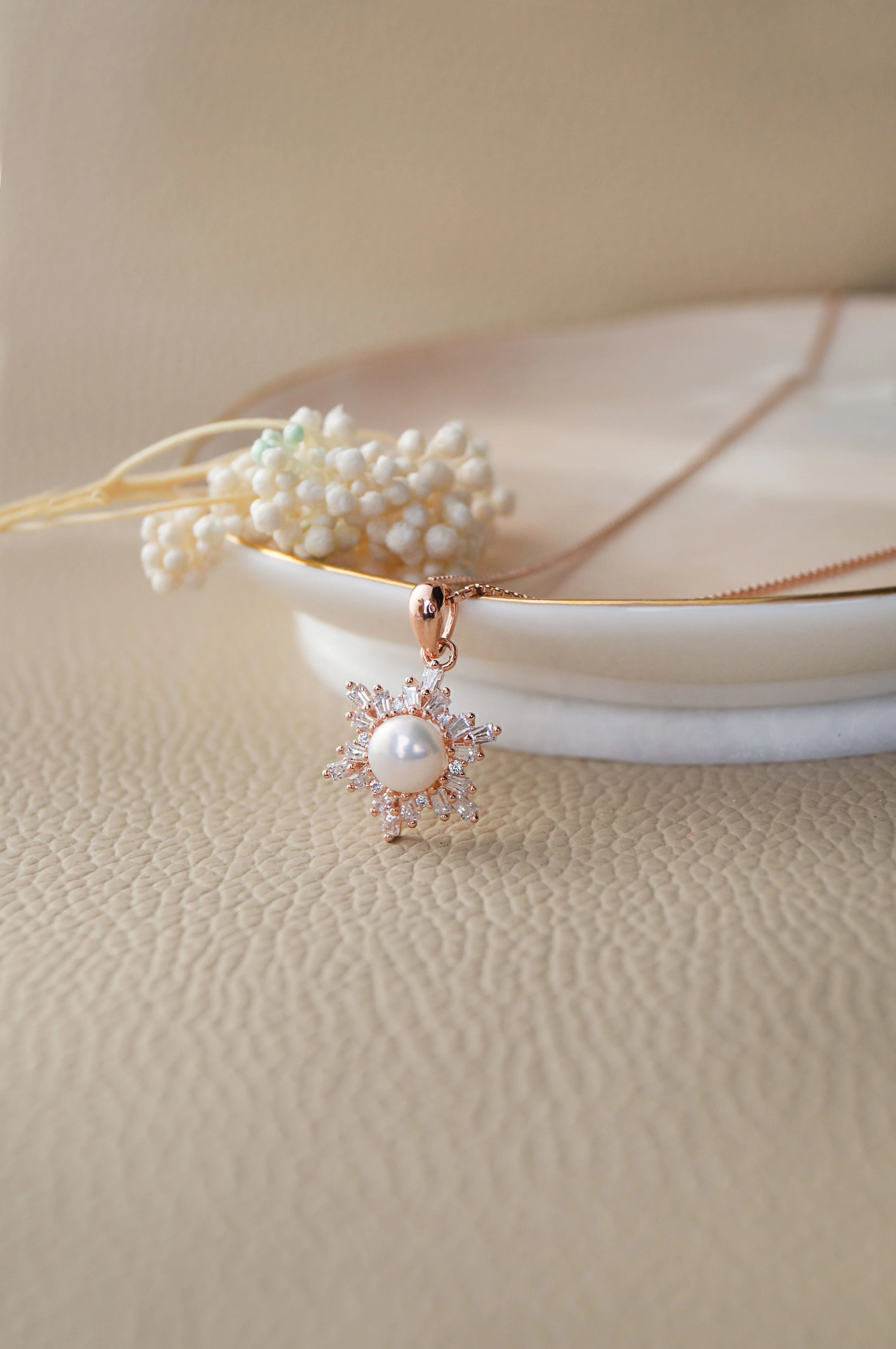 Pearl Celebration Rose Gold Plated Sterling Silver Pendant Set