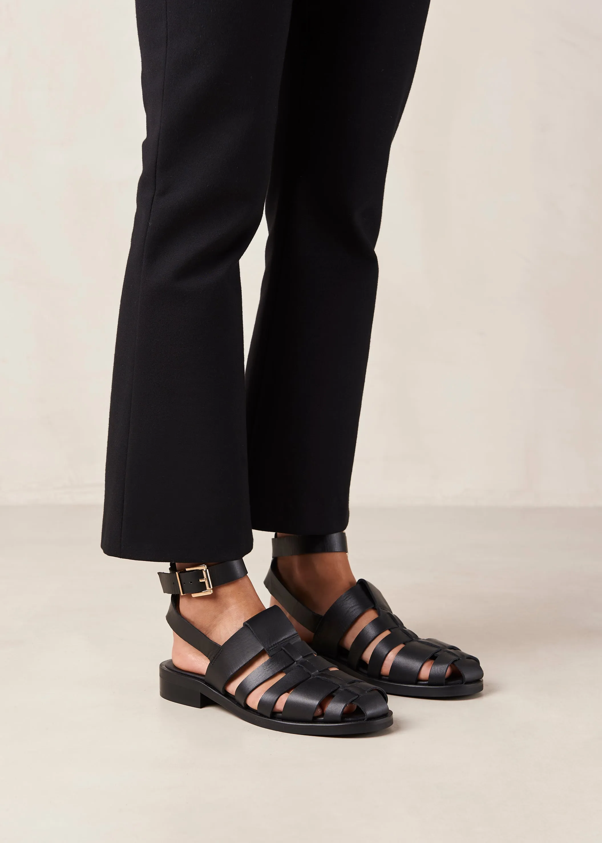 Perry Black Leather Sandals