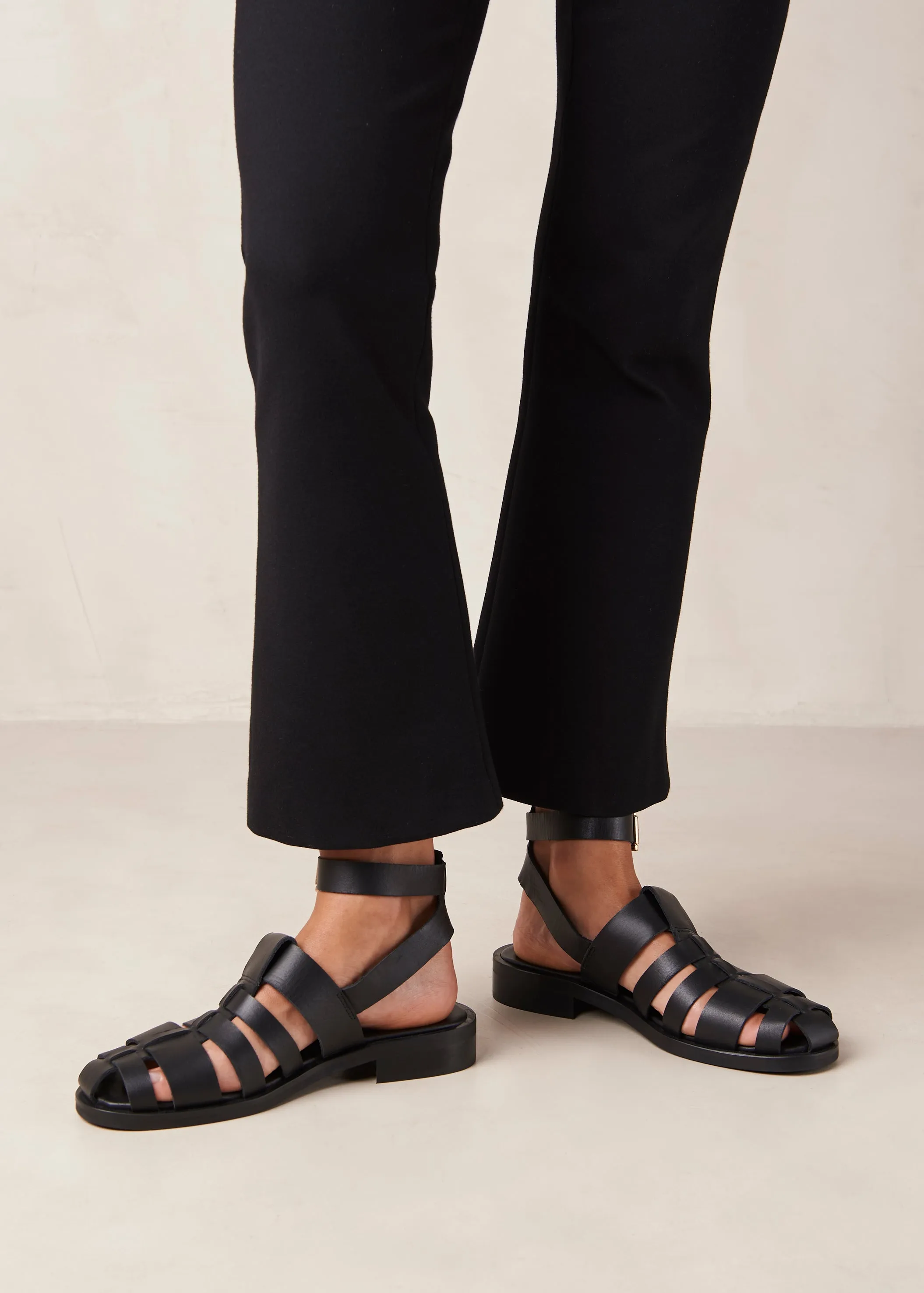 Perry Black Leather Sandals