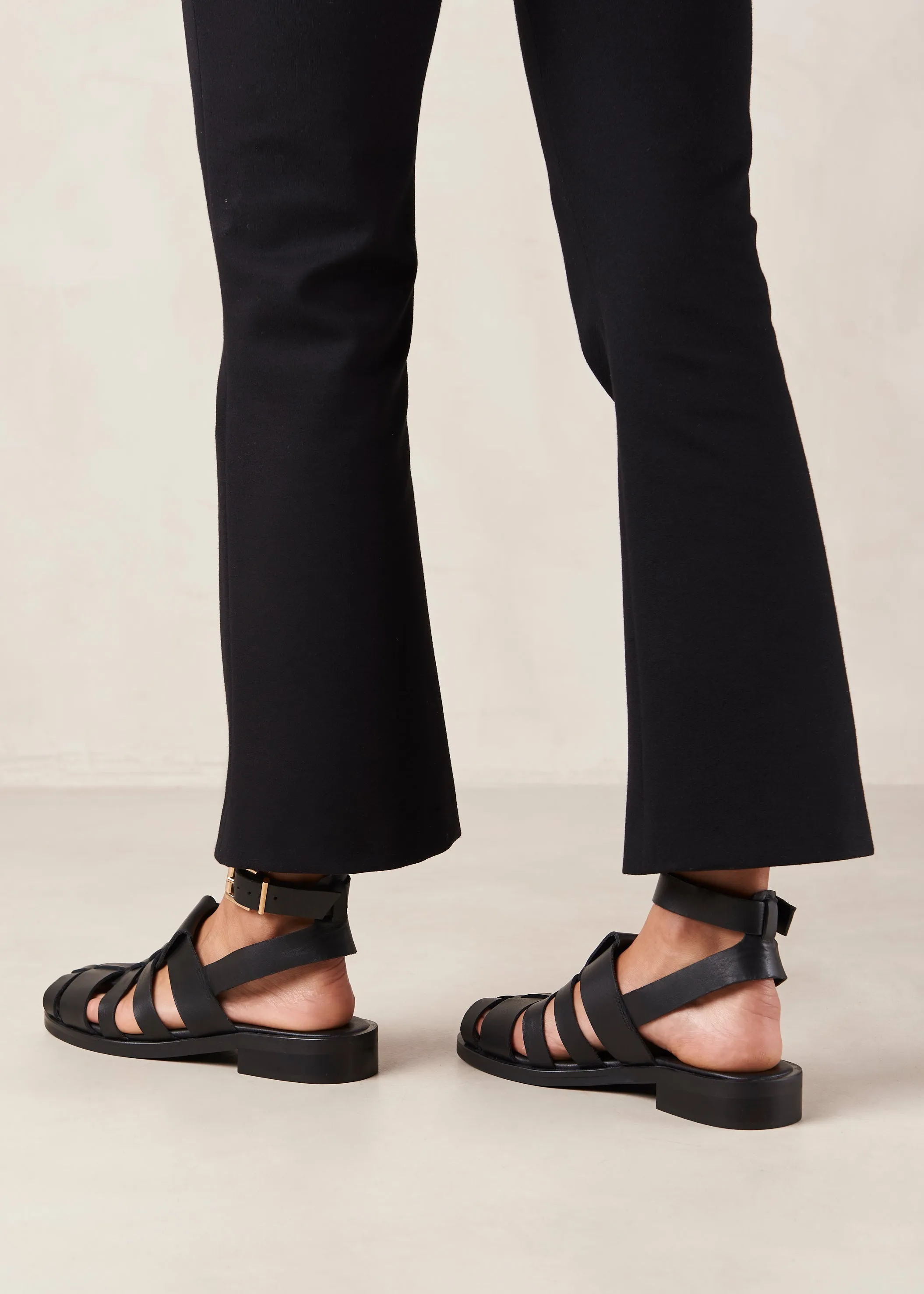 Perry Black Leather Sandals