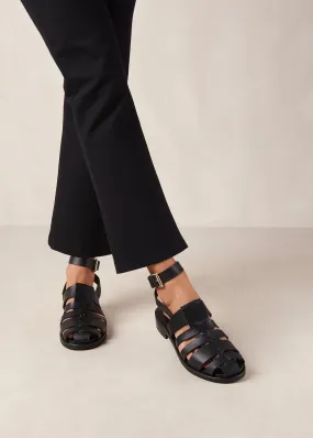 Perry Black Leather Sandals