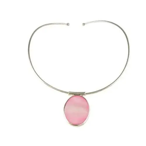 Personalised Sterling Silver Pink Mother Of Pearl Choker Hand Engraved