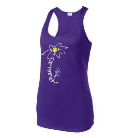 Pickleball Flower (Yellow, Cyan or Green) | Women’s Racerback Tank Top Athletic Shirt | 100% Polyester