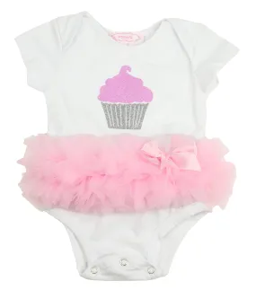 Pink/Silver Cupcake Ruffle Bodysuit