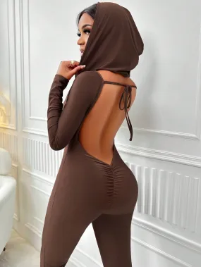 Plunging Neck Backless Jumpsuit