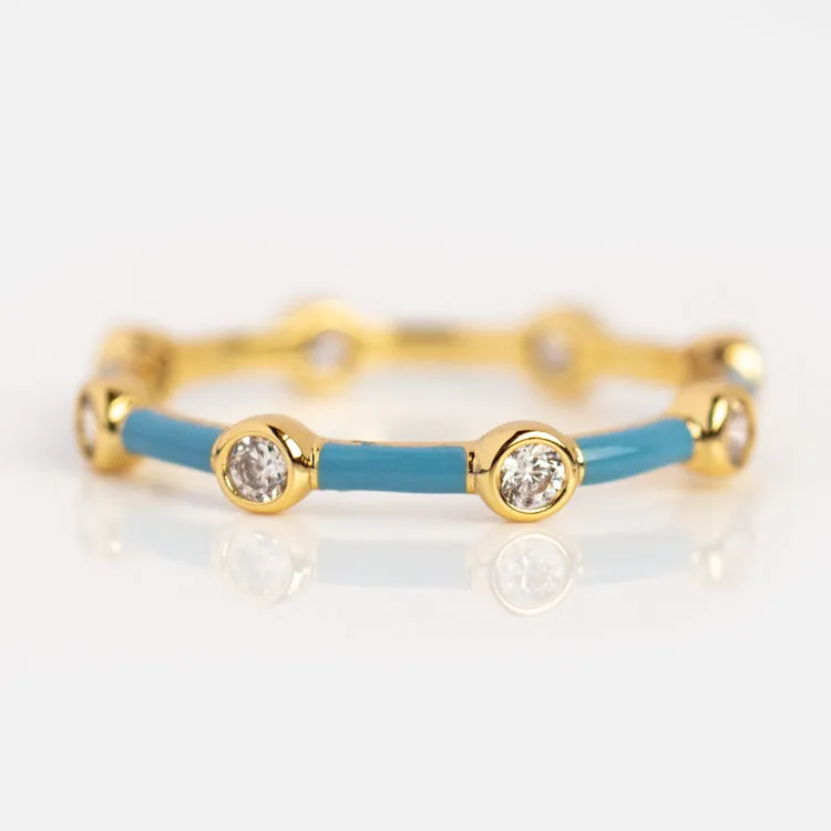 Poolside Blue Enamel Stacking Ring