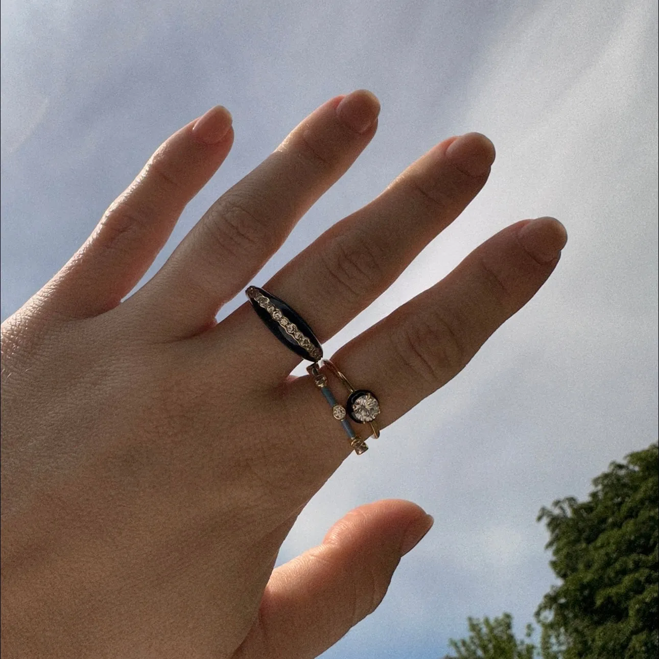 Poolside Blue Enamel Stacking Ring