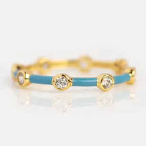 Poolside Blue Enamel Stacking Ring