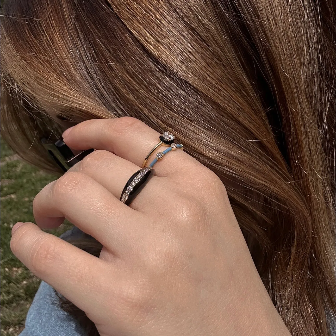 Poolside Blue Enamel Stacking Ring