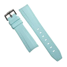 Retro Curved End Rubber Strap for Omega x Swatch Moonswatch in Baby Blue