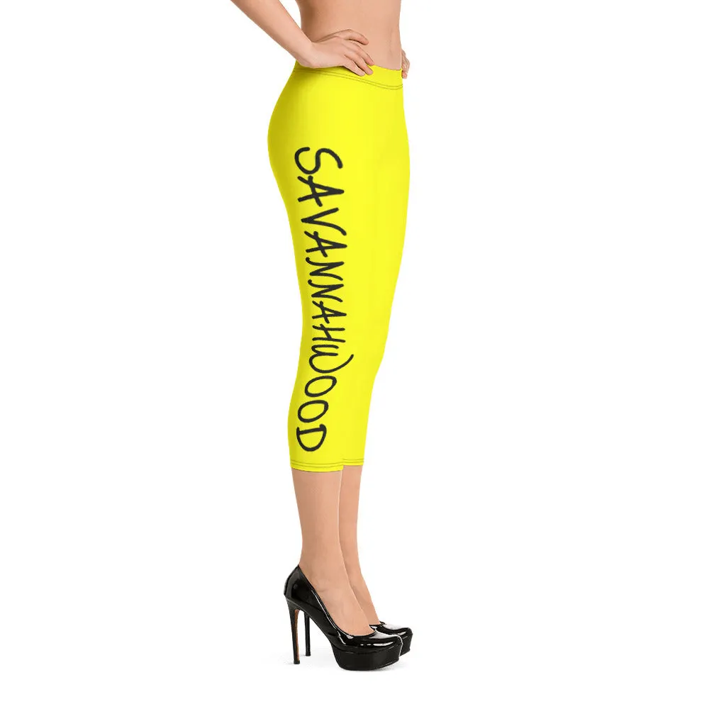 Savannahwood Black and Yellow Capri Leggings