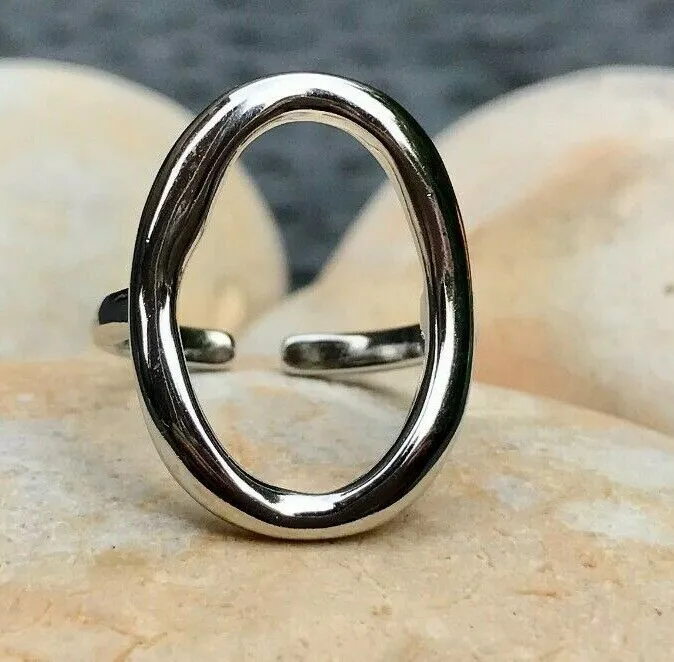 Simple And Stylish Oval 14K Gold Plated Adjustable Ring