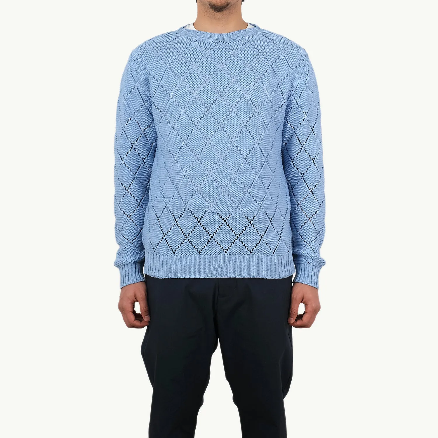 Sky Blue Crochet Crewneck