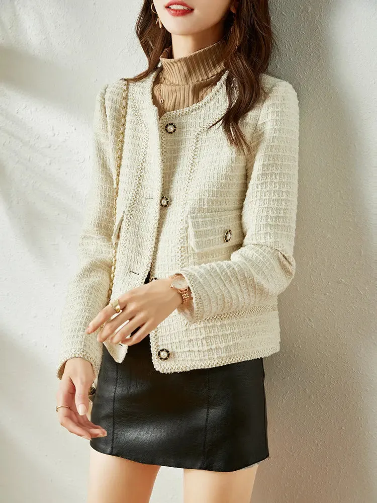 Spring Light Tweed Blazer Jacket