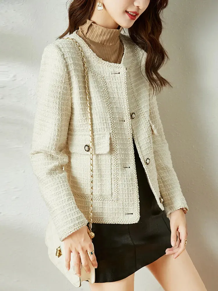 Spring Light Tweed Blazer Jacket