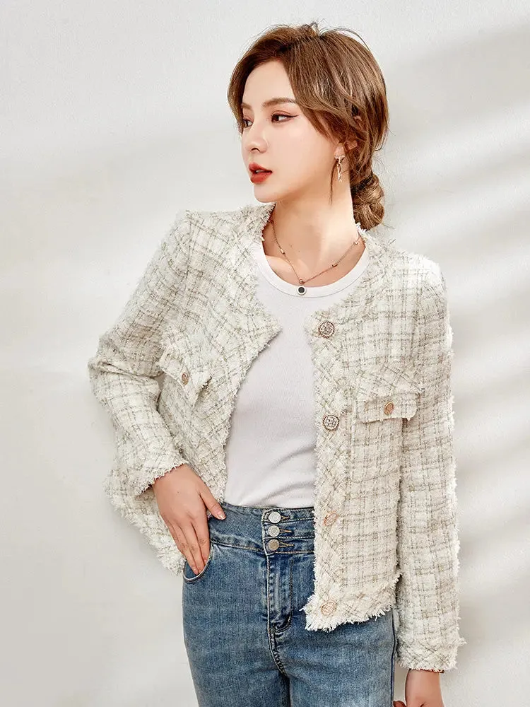 Spring Light Tweed Blazer Jacket