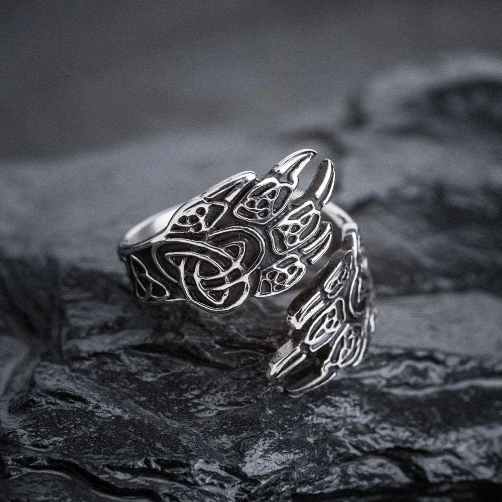 Stainless Steel Adjustable Bear Paw Ring