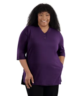 Stretch Naturals Lite 3/4 Sleeve Button Henley with Pockets Classic Colors