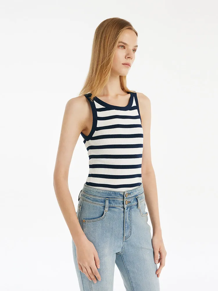 Striped Knitted Women Tank Top