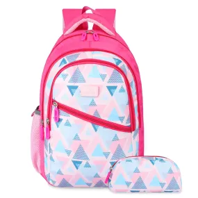 THE CLOWNFISH Brainbox Series Printed Polyester 30 L School Standard Backpack With Pencil/Staionery Pouch School Bag Daypack Picnic Bag For School Going Boys & Girls Age 8-10 Years (Baby Pink)