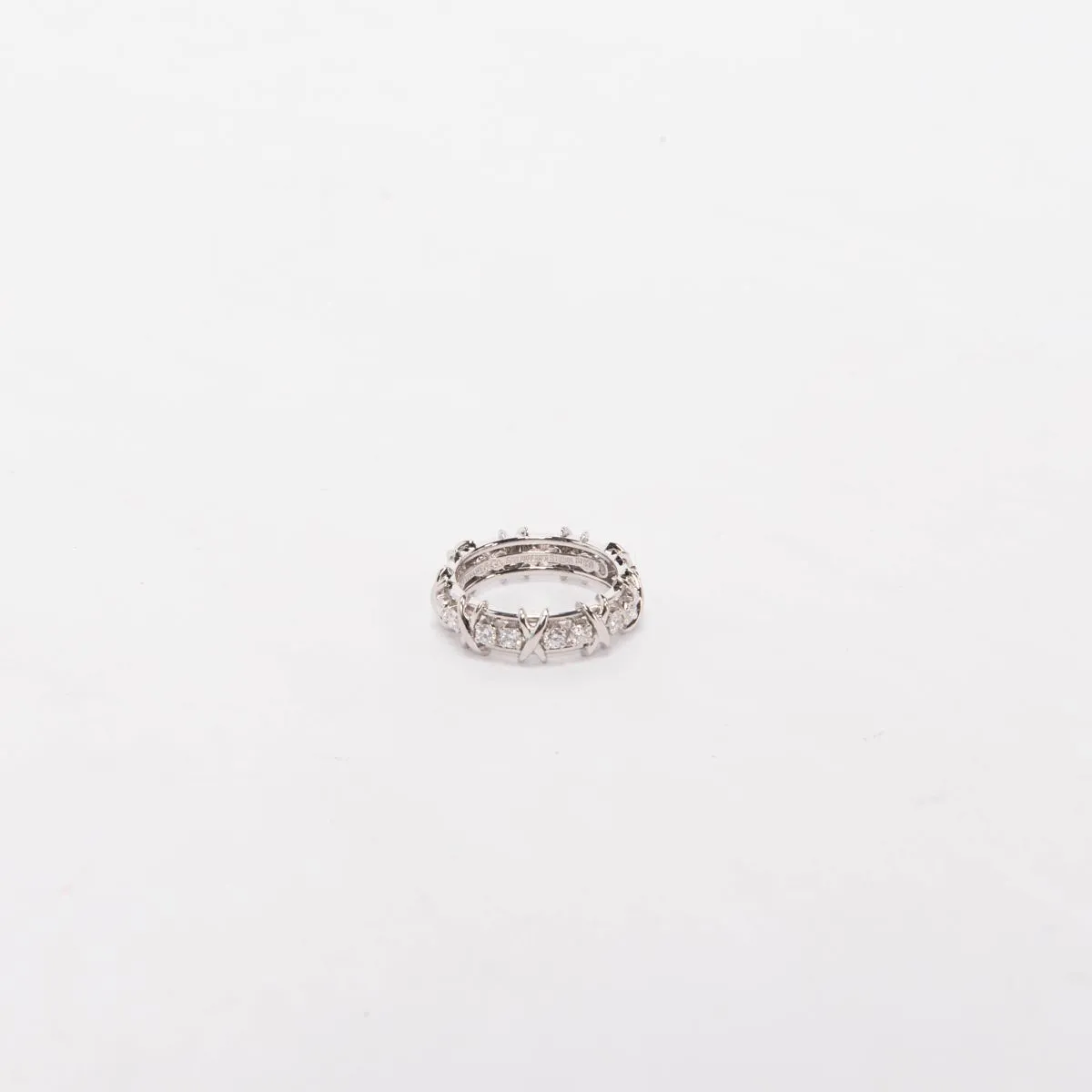 Tiffany & Co Platinum & Diamond Schlumberger 18 Stone Ring