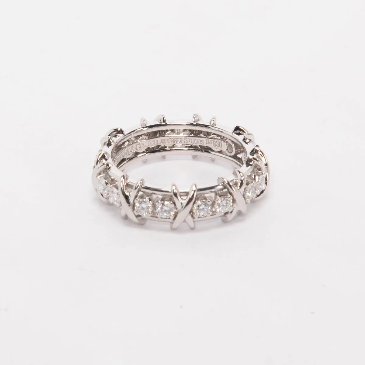 Tiffany & Co Platinum & Diamond Schlumberger 18 Stone Ring