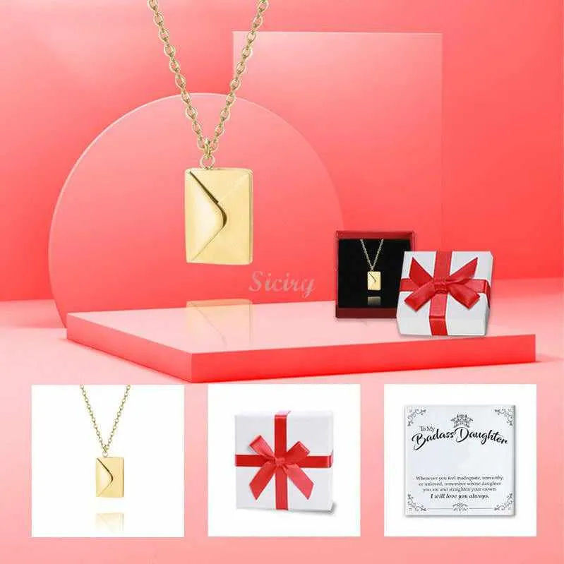 To My Badass Daughter-Personalized Love Letter Envelope Necklace