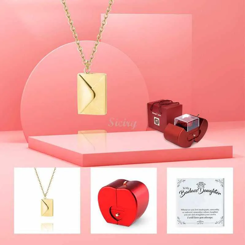 To My Badass Daughter-Personalized Love Letter Envelope Necklace