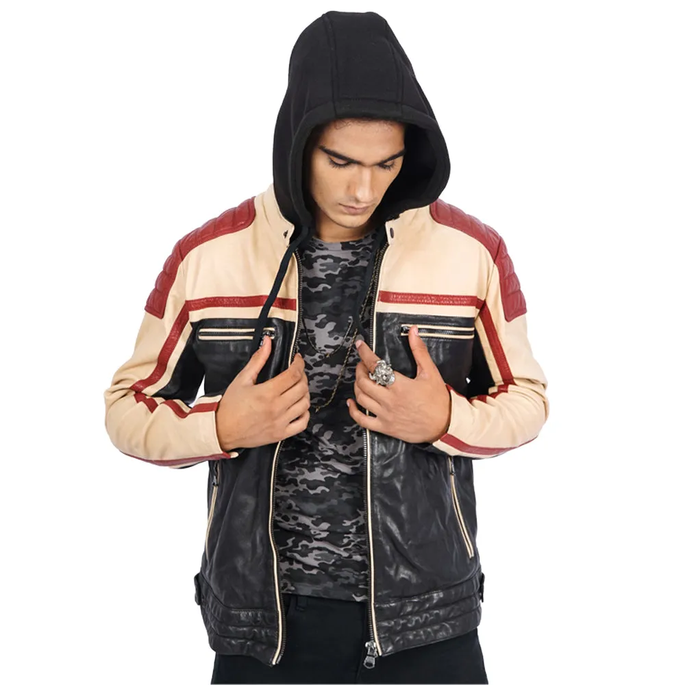 Top Damian Multi Colour Biker Leather Jacket