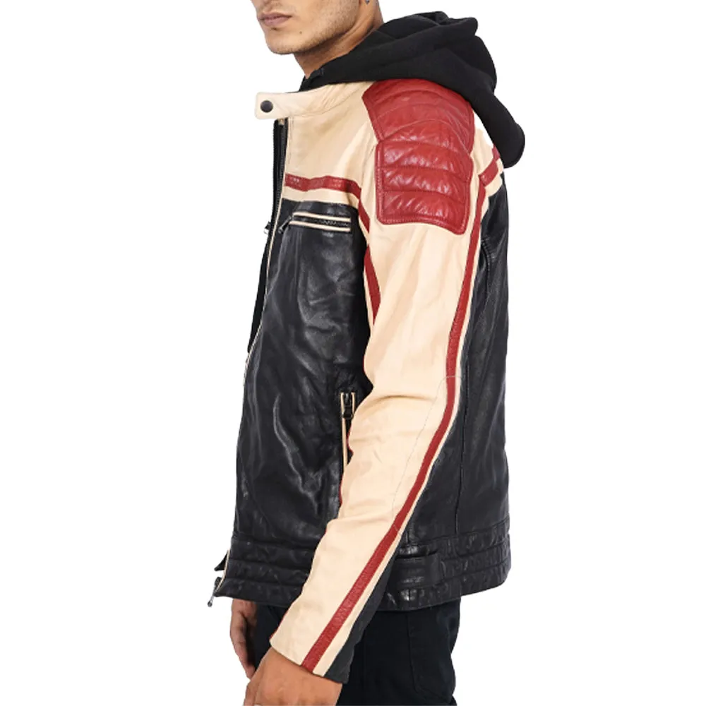 Top Damian Multi Colour Biker Leather Jacket